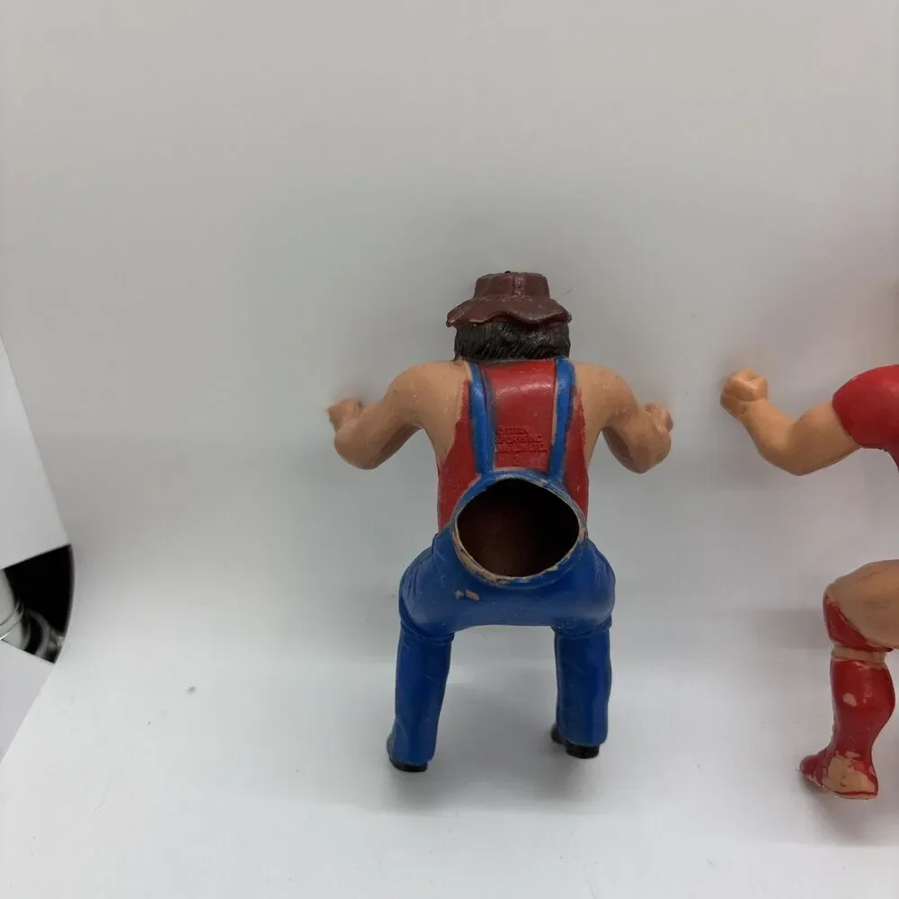 1985 ROWDY RODDY PIPER, HILLBILLY JIM NIKOLAI VOLKOFF WWF LJN THUMB WRESTLER LOT